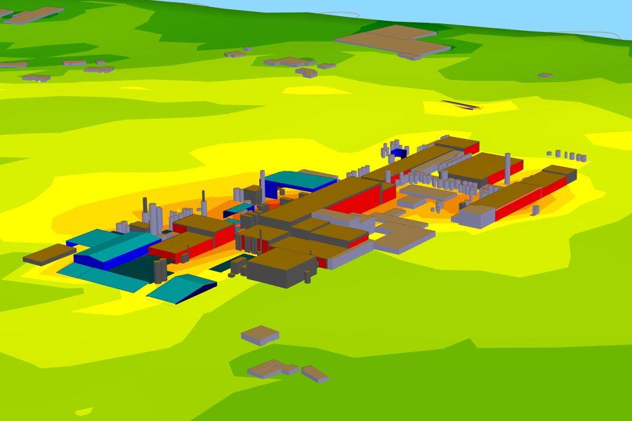 Mappa acustica 3D di un insediamento produttivo